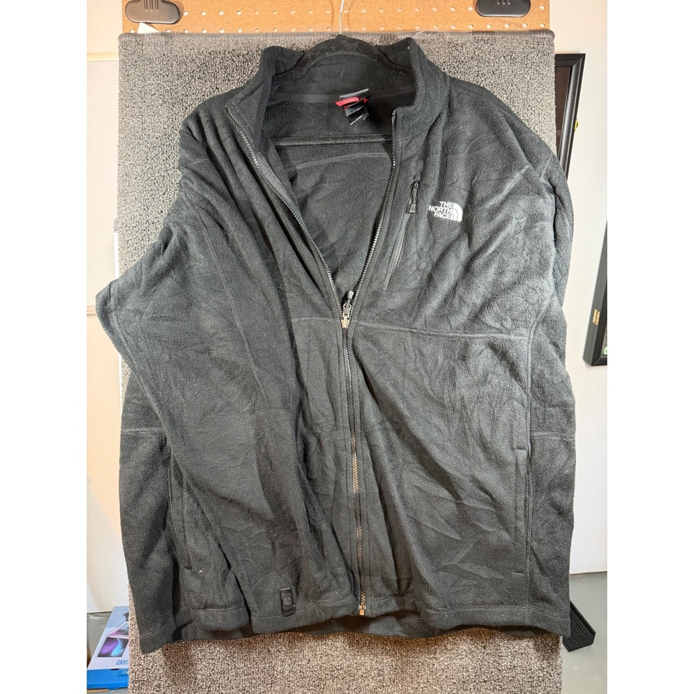The North Face Fleece Jacket Mens XXL Black Full Zip Chest Pocket T93L7X